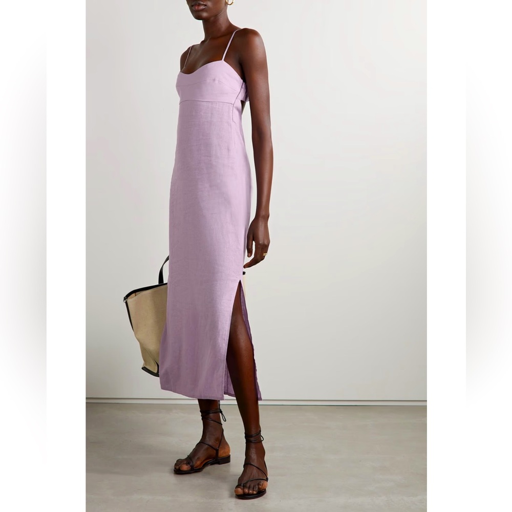 Haight Agatha Linen Dress, L, Lavender